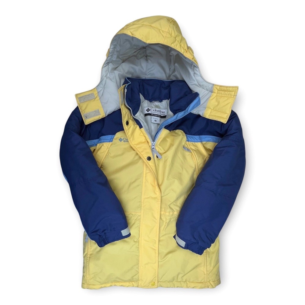 Columbia Sportswear Kids Yellow Navy Blue Colorblock Winter Jacket Youth 14/16